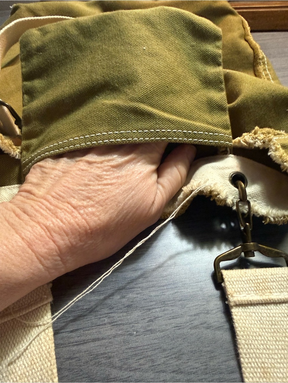 Olive Canvas Tote Bag - Picture 4 of 5